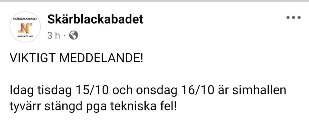 image: Instälda lektioner i Skärblacka  den 15-e oktober idag! 